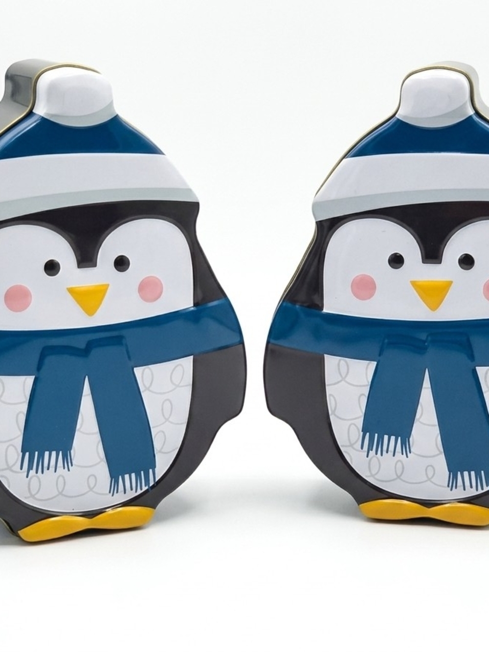 Cute Penguin Tin Pair with Blue Scarves